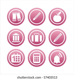 set of 9 pink school signs