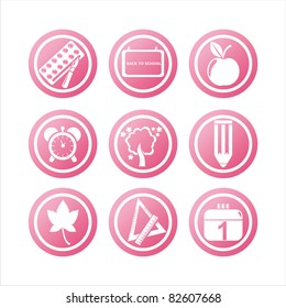 set of 9 pink school signs