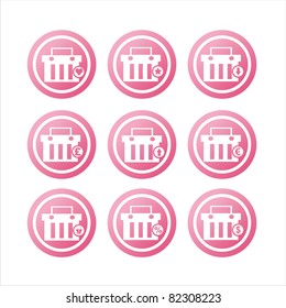 	set of 9 pink shopping baskets signs