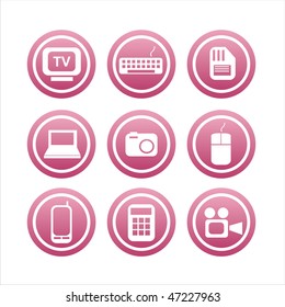 set of 9 pink technology signs