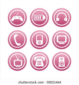 set of 9 pink technology signs