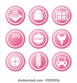 set of 9 pink traffic signs