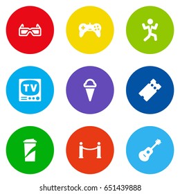 Set Of 9 Pleasure Icons Set.Collection Of Joystick, Sorbet, Beverage And Other Elements.