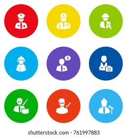 Set Of 9 Position Icons Set.Collection Of Officer, Money Agent, Leaner And Other Elements.