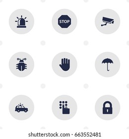 Set Of 9 Procuring Icons Set.Collection Of Insurance, Sign, Keypad And Other Elements.