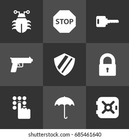 Set Of 9 Procuring Icons Set.Collection Of Keypad, Virus, Insurance And Other Elements.