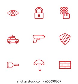 Set Of 9 Procuring Outline Icons Set.Collection Of Firewall, Open, Vision And Other Elements.