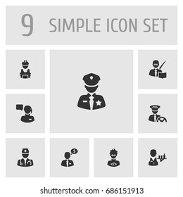 Set Of 9 Professions Icons Set.Collection Of Working, Money Agent, Leaner And Other Elements.