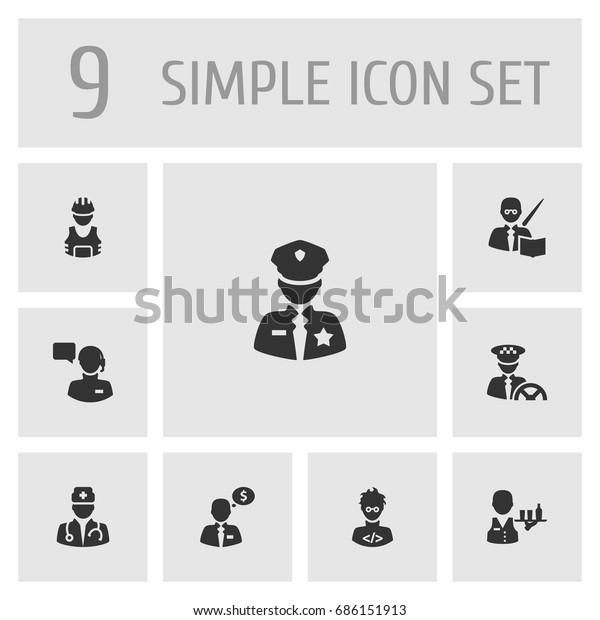 Set Of 9 Professions Icons\
Set.Collection Of Working, Money Agent, Leaner And Other\
Elements.
