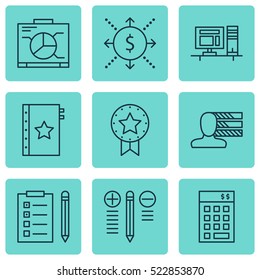 Set Of 9 Project Management Icons. Can Be Used For Web, Mobile, UI And Infographic Design. Includes Elements Such As Warranty, Personality, Presentation And More.