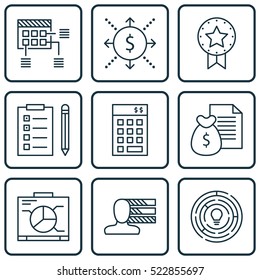 Set Of 9 Project Management Icons. Can Be Used For Web, Mobile, UI And Infographic Design. Includes Elements Such As Task, Idea, Personal And More.