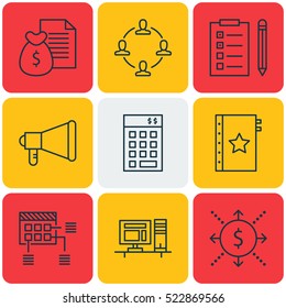 Set Of 9 Project Management Icons. Can Be Used For Web, Mobile, UI And Infographic Design. Includes Elements Such As Task, List, Revenue And More.