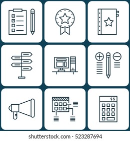 Set Of 9 Project Management Icons. Can Be Used For Web, Mobile, UI And Infographic Design. Includes Elements Such As Plan, Promotion, Win And More.