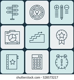 Set Of 9 Project Management Icons. Can Be Used For Web, Mobile, UI And Infographic Design. Includes Elements Such As Investment, Opportunity, Innovation And More.
