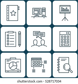 Set Of 9 Project Management Icons. Can Be Used For Web, Mobile, UI And Infographic Design. Includes Elements Such As Investment, Presentation, Warranty And More.