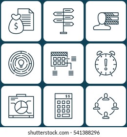 Set Of 9 Project Management Icons. Includes Innovation, Board, Opportunity And Other Symbols. Beautiful Design Elements.
