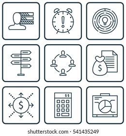 Set Of 9 Project Management Icons. Includes Money, Board, Collaboration And Other Symbols. Beautiful Design Elements.