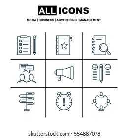 Set Of 9 Project Management Icons. Includes Opportunity, Analysis, Decision Making And Other Symbols. Beautiful Design Elements.