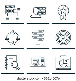 Set Of 9 Project Management Icons. Includes Innovation, Board, Personal Skills And Other Symbols. Beautiful Design Elements.