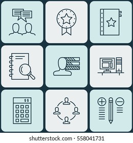 Set Of 9 Project Management Icons. Includes Decision Making, Present Badge, Investment And Other Symbols. Beautiful Design Elements.