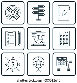 Set Of 9 Project Management Icons. Includes Investment, Schedule, Opportunity And Other Symbols. Beautiful Design Elements.