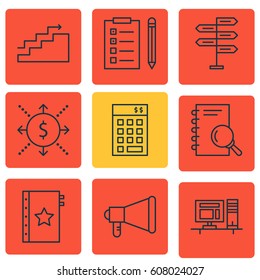 Set Of 9 Project Management Icons. Includes Opportunity, Reminder, Warranty And Other Symbols. Beautiful Design Elements.