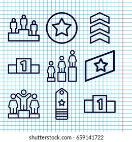 Set of 9 rank outline icons such as ranking