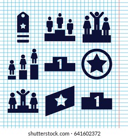 Set of 9 ranking filled icons such as ranking