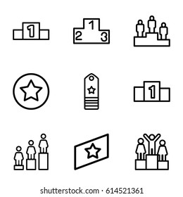 Set of 9 ranking outline icons such as ranking