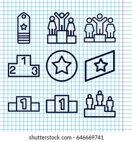 Set of 9 ranking outline icons such as ranking