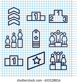 Set of 9 ranking outline icons such as ranking