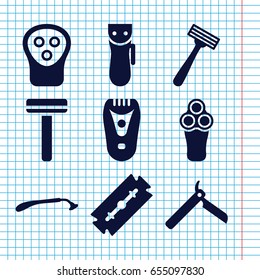 Set of 9 razor filled icons such as