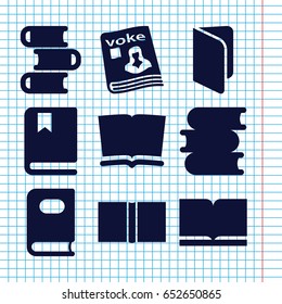 Set of 9 read filled icons such as book