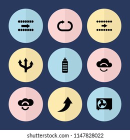Set of 9 refresh filled icons such as cloud sync, air conditioner, arrow, fitness bottle