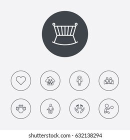 Set Of 9 Relatives Outline Icons Set.Collection Of Parents, Care, Boy And Other Elements.