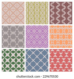 Set of 9 retro and modern style seamless patterns set 3,Vector abstract background