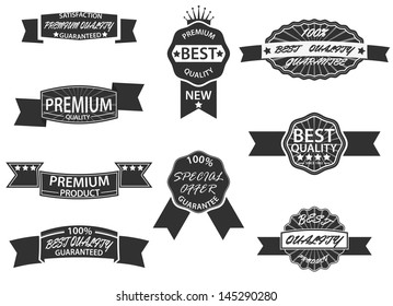 Set of 9 Retro Premium Quality Labels and Badges