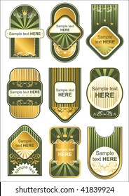set of 9 retro-styled labels