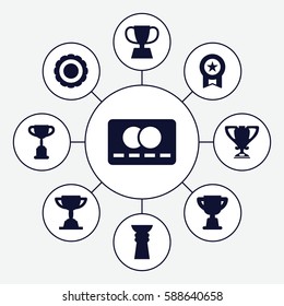 Set of 9 reward filled icons such as credit card, trophy, award