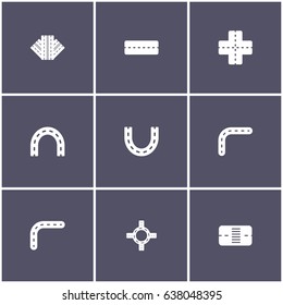 set of 9 road icon