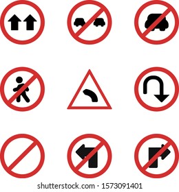 Set 9 Road Signs Icons On Stock Vector (royalty Free) 1573091401 