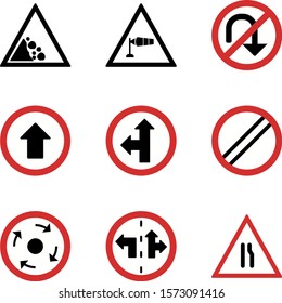 Set 9 Road Signs Icons On Stock Vector (Royalty Free) 1573091416 ...