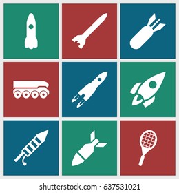 set of 9 rocket filled icons such as fireworks