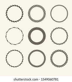 Set of 9 round decors. Vintage frames for your design. Vector illustration.