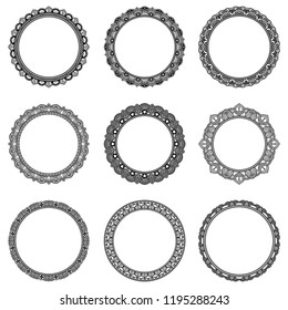 Set of 9 round frames, vector Illustration EPS10
