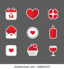 Set of 9 Saint Valentine's Day icons 