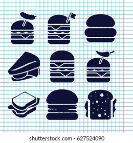 Set of 9 sandwich icons