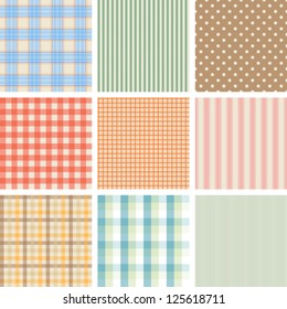 Set of 9 seamless abstract retro pattern.