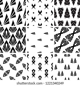 A set of 9 seamless geometric patterns.