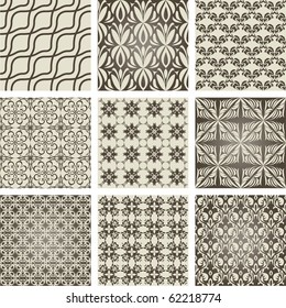 set of 9 seamless patterns. Vector